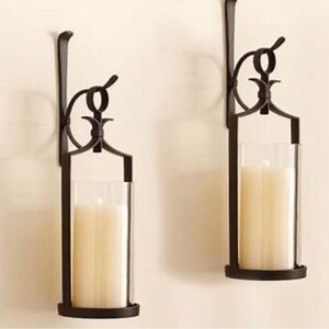 Pottery Barn Hurricane Wall-Mount Candleholders - Set of Two